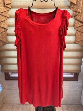 A-Glow Burnt Orange Maternity Tank Top Size XL Ruffled Detail